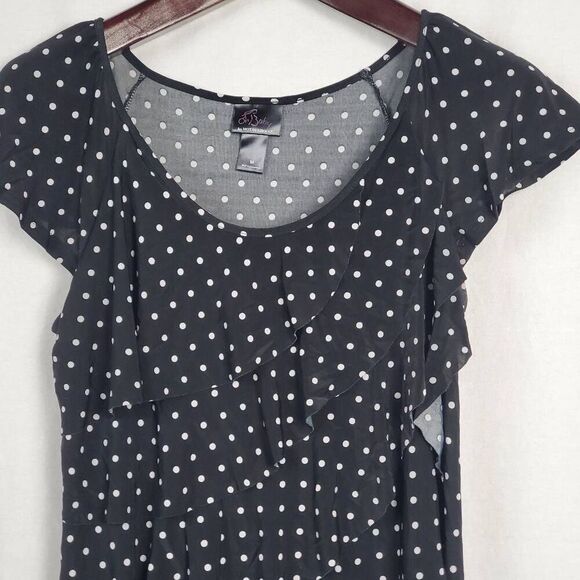 Oh Baby Maternity Medium Black Polka Ruffle Blouse - Picture 2 of 6